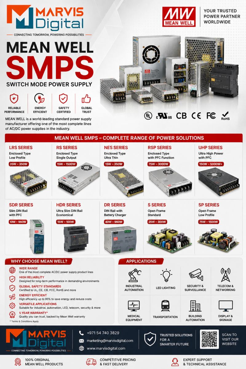 Mean Well SMPS Switch Mode Power Supply – Reliable Industrial Power Supply UAE
