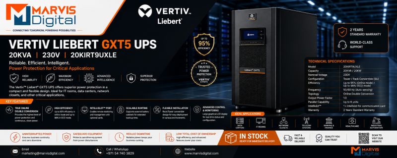 Vertiv Liebert GXT5 UPS 20kVA 230V – Advanced Online UPS Power Protection for Critical Infrastructure